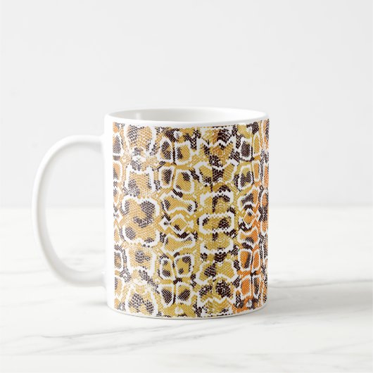 Dierlijke afdruk, leopardtextuurachtergrond, slang koffiemok (Links)