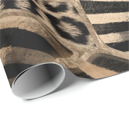 Dierlijke afdruk - Luipaard en Zebra - pastelgoud Cadeaupapier (Rol Hoek)