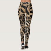 Dierlijke afdruk - Luipaard en Zebra - pastelgoud Leggings (Achterkant)