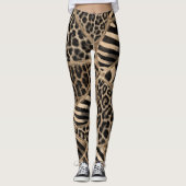 Dierlijke afdruk - Luipaard en Zebra - pastelgoud Leggings (Voorkant)