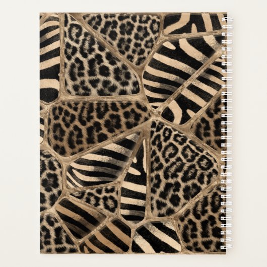 Dierlijke afdruk - Luipaard en Zebra - pastelgoud Planner (Achterkant)