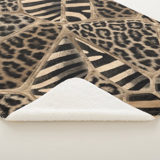 Dierlijke afdruk - Luipaard en Zebra - pastelgoud Sherpa Deken (3/4)