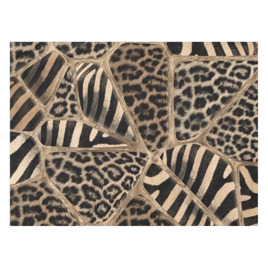 Dierlijke afdruk - Luipaard en Zebra - pastelgoud Tafelkleed (Voorkant (Horizontaal))