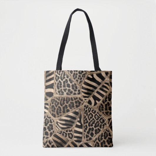 Dierlijke afdruk - Luipaard en Zebra - pastelgoud Tote Bag (Voorkant)