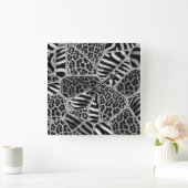 Dierlijke afdruk - Luipaard en Zebra - zilver Vierkante Klok (Huis)