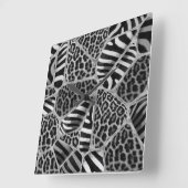 Dierlijke afdruk - Luipaard en Zebra - zilver Vierkante Klok (Hoek)