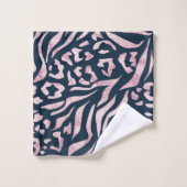 Dierlijke afdruk, luipaard, tijger, blauw, roze, h bad handdoek (Wasdoekje)
