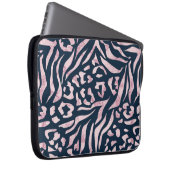 Dierlijke afdruk, luipaard, tijger, blauw, roze, h laptop sleeve (Voorkant Rechts)