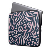 Dierlijke afdruk, luipaard, tijger, blauw, roze, h laptop sleeve (Voorkant Links)
