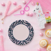 Dierlijke afdruk, luipaard, tijger, blauw, roze, h papieren bordje (Feest)