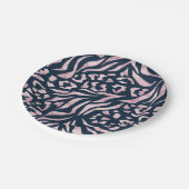 Dierlijke afdruk, luipaard, tijger, blauw, roze, h papieren bordje (Gekanteld)