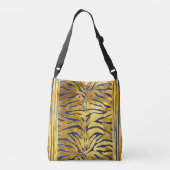 Dierlijke afdruk, tijgerstrepen in goud, blauw, wi crossbody tas (Achterkant)