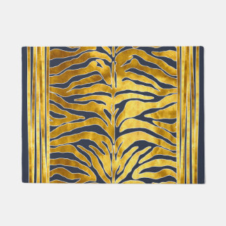 Dierlijke afdruk, tijgerstrepen in goud, blauw, wi deurmat