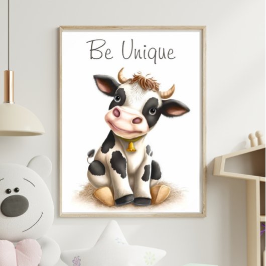 Dierlijke afdruk van Baby Cute Koe Poster