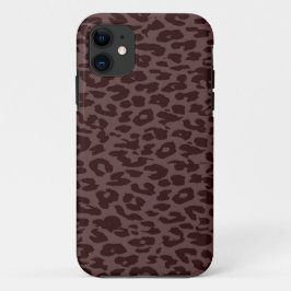 dierlijke afdruk van luipaard (Donkerbruin) iPhone 11 Hoesje