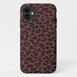 dierlijke afdruk van luipaard (Donkerbruin) iPhone 11 Hoesje