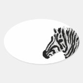Dierlijke afdruk zwart-wit Zebra Ovale Sticker (Voorkant)