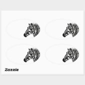 Dierlijke afdruk zwart-wit Zebra Ovale Sticker (Vel)