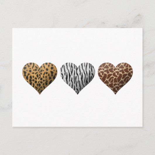 Dierlijke afdrukharten briefkaart (Voorkant)