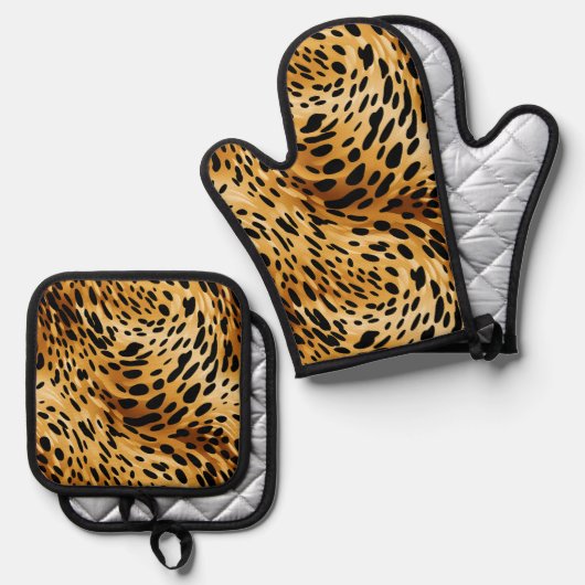 Dierlijke afdrukken ovenwant & pannenlap set (Voorkant / Achterkant)