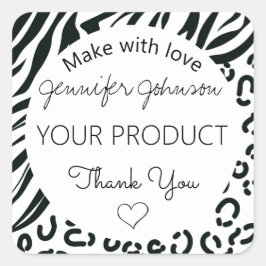 Dierlijke afdrukzwart en wit vierkante sticker