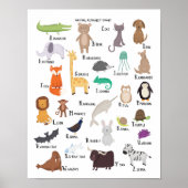 Dierlijke alfabet Chart A-Z art print (Voorkant)