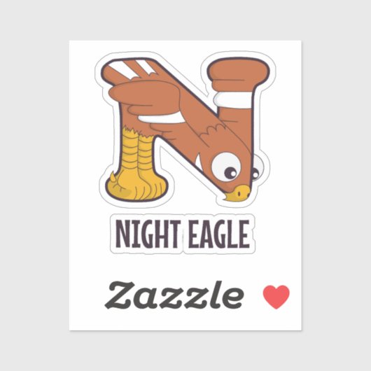 Dierlijke alfabet letter - N (Night Eagle) Sticker (Vel)