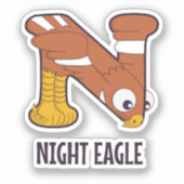 Dierlijke alfabet letter - N (Night Eagle) Sticker (Voorkant)