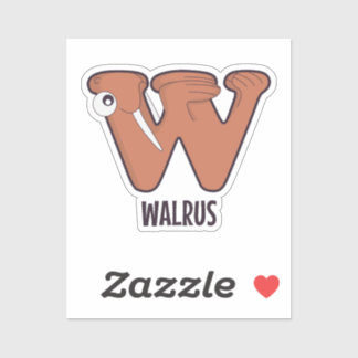 Dierlijke alfabet letter - W (Walrus) Sticker