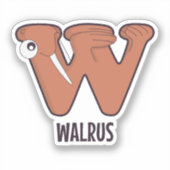 Dierlijke alfabet letter - W (Walrus) Sticker (Voorkant)