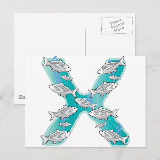Dierlijke alfabet-röntgenvis briefkaart (Voorkant / Achterkant)