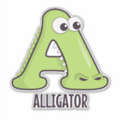 Dierlijke alfabetletter - A (aligator) Sticker (Voorkant)