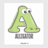 Dierlijke alfabetletter - A (aligator) Sticker (Vel)