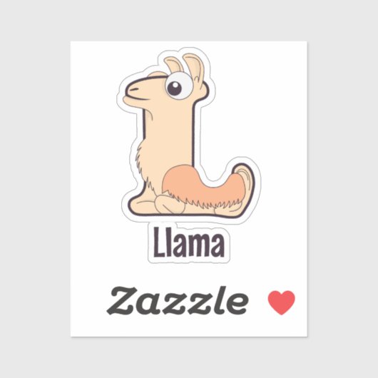 Dierlijke alfabetletter - L (lama) Sticker (Vel)