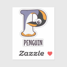 Dierlijke alfabetletter - P (pinguïn) Sticker
