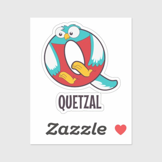 Dierlijke alfabetletter - Q (quetzal) Sticker (Vel)