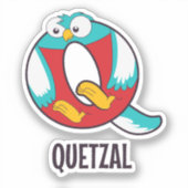 Dierlijke alfabetletter - Q (quetzal) Sticker (Voorkant)
