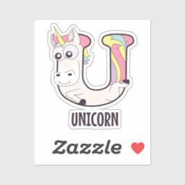 Dierlijke alfabetletter - U (Eenhoorn) Sticker