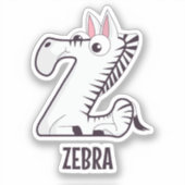 Dierlijke alfabetletter - Z (Zebra) Sticker (Voorkant)