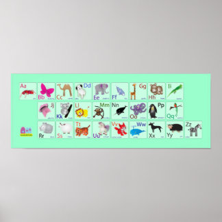 Dierlijke alfabetten op groen poster