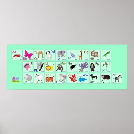 Dierlijke alfabetten op groen poster (Voorkant)