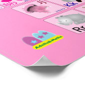 Dierlijke alfabetten op roze poster (Hoek)