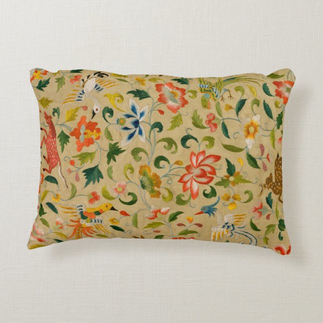 Dierlijke Antiek vogelpest Deer Rabbit Accent Kussen (Achterkant)