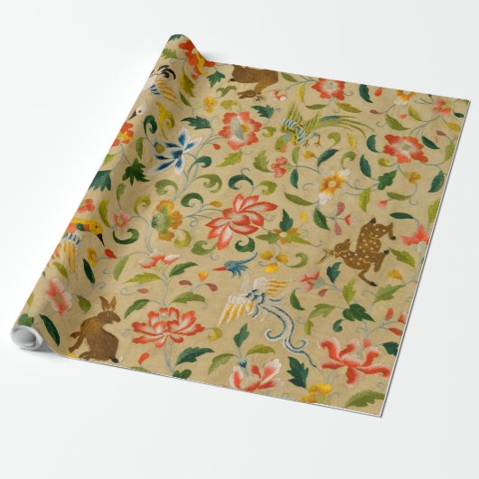 Dierlijke Antiek vogelpest Deer Rabbit Cadeaupapier (Uitgerold)