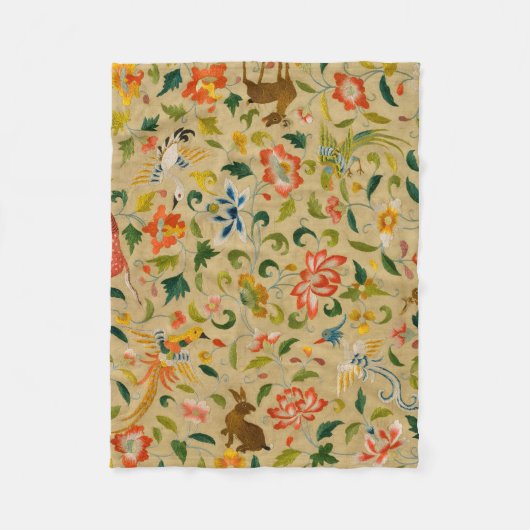 Dierlijke Antiek vogelpest Deer Rabbit Fleece Deken (Voorkant)