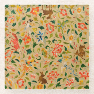 Dierlijke Antiek vogelpest Deer Rabbit Glazen Onderzetter