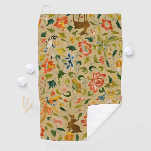Dierlijke Antiek vogelpest Deer Rabbit Golfhanddoek (Insitu)