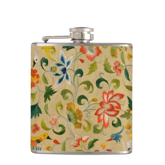 Dierlijke Antiek vogelpest Deer Rabbit Heupfles (Voorkant)