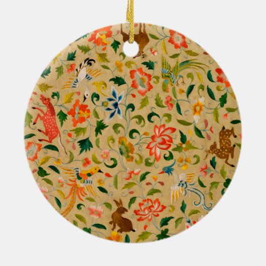 Dierlijke Antiek vogelpest Deer Rabbit Keramisch Ornament (Achterkant)