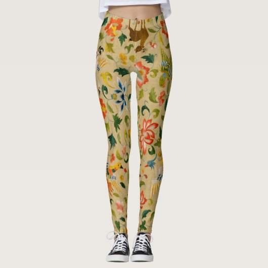 Dierlijke Antiek vogelpest Deer Rabbit Leggings (Voorkant)